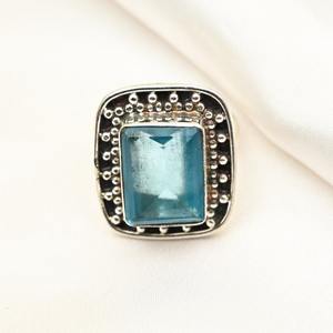 Joyería para mujer, anillo de estilo bohemio de plata, joyería de plata de ley 925, Topacio Azul, piedra preciosa, tendencia, anillo hecho a mano, regalo para el amor - Product Image 3