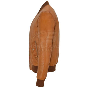 Chaqueta de Cuero para Hombre, Estilo Bomber, Informal, para Invierno, Chaqueta Clásica de Cuero Genuino para Hombre - Product Image 3