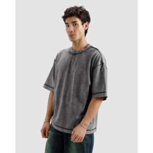 Camiseta Oversize de Algodón 100% con Detalles Crudos y Lavado, Estilo Boxy, para Fitness, con 300 Gramos de Peso y Estampado Serigrafiado - Product Image 4