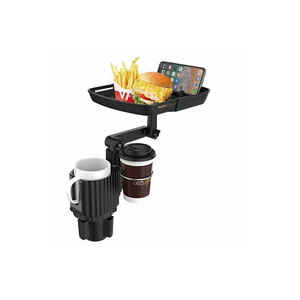 Support universel 2-en-1 ASMA C003 pour tableau de bord, stable et rotatif, avec extension de porte-gobelet de voiture et support de téléphone à base réglable - Product Image 1