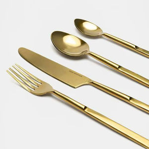 Juego de Cubiertos de Acero Inoxidable Plateado, Mango con Acabado de Alto Brillo, Estilo Real, Diseño Moderno, Libre de BPA, Apto para Lavavajillas, para Fiestas - Product Image 1