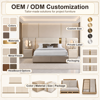 Ensemble de lit capitonné moderne de luxe sur mesure avec tête de lit large et tables de chevet assorties pour chambre d'hôtel/villa