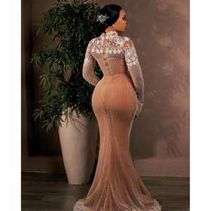 Vestido de Noche Sirena Ivory Blossom con Encaje Floral 3D, Lujoso Vestido con Cuentas y Decoración Floral, Cintura Imperio, Tallas Grandes, Largo hasta el Suelo para Mujer - Product Image 2