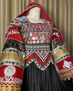 Vestido afgano tradicional hecho a mano para mujer Material de seda y algodón de alta calidad para verano Estilo vintage-0554 - Product Image 4