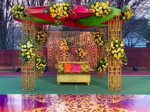 <b>Fascinating</b> Vintage Indian <b>Wedding</b> Candle Lit Mandap Detachable Mirror Design Modern Lightweight Fiberglass USA Trending <b>Wedding</b> - Product Image 6