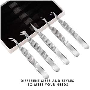 ชุดแหนบต่อขนตา5ชิ้นแหนบต่อขนตาแบบมืออาชีพทำจากสเตนเลสสตีลสำหรับเพิ่มความดังและคลาสสิก - Product Image 6