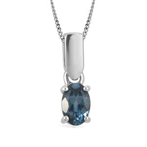 Colgante ovalado de Topacio Azul de Londres, ajuste de punta de plata 925, joyería fina hecha a mano minimalista de Ishime Jewels para mujer - Product Image 4