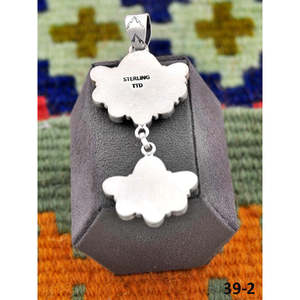 Pendentif en turquoise buffle blanc et argent sterling de style sud-ouest, serti en clos, cadeau - Product Image 4