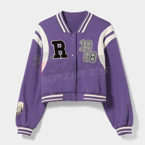 Chaqueta Varsity Letterman para Mujer, Estilo Vintage, Tejido de Punto, Personalizable, Talla 5XL, Tela Estampada, Relleno de Algodón, Venta al Por Mayor - Product Image 1