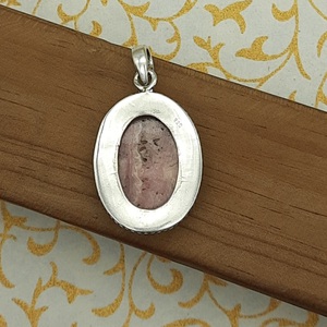 Pendentif pour femme en argent sterling 925 de créateur, pierre précieuse rhodochrosite avec sertissage de lunette, pendentifs de bijoux fins, cadeau pour elle - Product Image 3