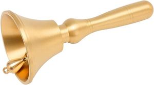 Wholesale Set of 2 Gold Plated Brass Hand Bells round Solid Brass with <b>Wooden</b> Handles <b>for</b> <b>Home</b> Decor - Product Image 2