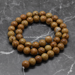 Cuentas de Piedra de Encaje de Madera Natural Marrón al por Mayor, Hebras Redondas de 8 mm, Suministros para Hacer Joyas de Bricolaje para Collares, Pulseras y Pendientes - Product Image 4