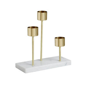 Ensemble de deux bougeoirs en métal aluminium avec base en marbre, support pour bougie et bâton de décoration de fête de mariage - Product Image 2