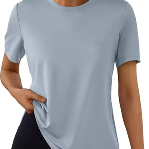 Tops de entrenamiento para mujer, camisetas de gimnasio de manga corta, camisetas de Yoga atléticas de verano, ropa informal holgada 2025 - Product Image 4