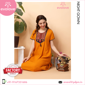 ชุดนอนยาวสำหรับผู้หญิงชุดราตรีคอกลมผ้าคอตตอน100% ซักได้ชุดใส่ในบ้าน - Product Image 6