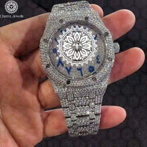 Montre de luxe Charm Jewels en acier inoxydable, incrustée de diamants, mouvement mécanique analogique, cadran de 40 mm, montre de mode pour homme, automatique - Product Image 4