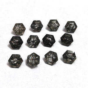 Quartz rutile noir naturel hexagone à facettes 6x6MM cristal de quartz rutile noir de bonne qualité 0.87 ct fabrication de bijoux pierres précieuses en vrac - Product Image 3