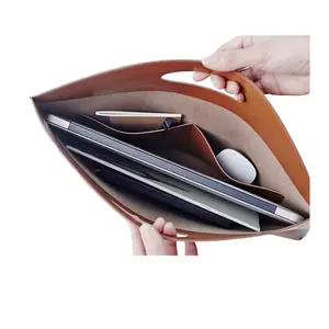 Luva do portátil saco 15,6 polegadas couro macio couro genuíno 16,2 polegadas laptop manga saco caso laptop manga alça