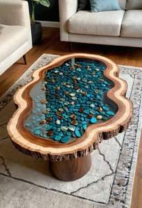 Mesa de Centro de Resina Epoxi para Hogar u Hotel, Diseño Único, Mesa de Epoxi para Muebles, Diseño de Mesa de Epoxi de Súper Calidad - Product Image 2