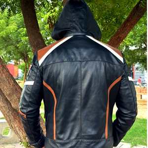 Blouson en cuir pour homme 2024, style motard, drapeau américain, coupe-vent, chauffant, hiver, style urbain, qualité supérieure, vintage, faible MOQ, authentique - Product Image 6