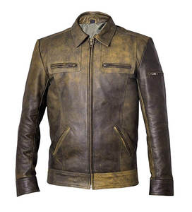 Chaqueta de cuero de PU informal para hombre de primavera y otoño con cuello redondo y cuello levantado procesamiento terminado Slim Fit - Product Image 1