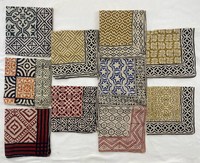 Juego de 10 Pañuelos Cuadrados de Algodón con Estampado a Mano, para el Cuello y la Cara, Unisex, para Verano