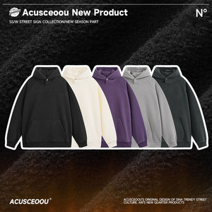 Custom embroidered 100% cotton stringless hoodie streetwear designer heavyweight oversize <b>pullover</b> <b>men</b> fleece terry hoodies - Product Image 2