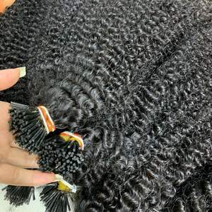I-Tip crépus bouclés faisceaux Extensions de cheveux couleur naturelle 100% cheveux vietnamiens au prix de gros - Product Image 3