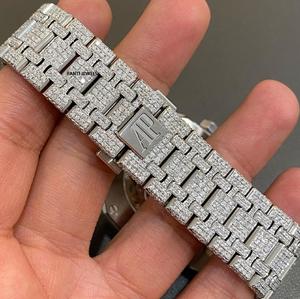 Montre de luxe entièrement sertie de moissanite avec diamants VVS1, montre automatique hip-hop en acier inoxydable - Product Image 2