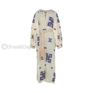 Mode imprimé longue robe maxi manches larges avec manchette élastique ceinture amovible été décolleté en V robes décontractées - Product Image 6