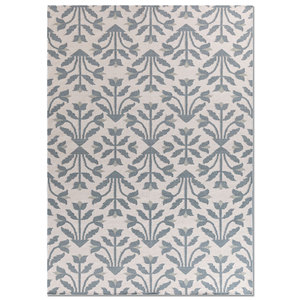 Alfombras de Lana Aprezo en Blanco Antiguo/Gris Medio, Tejido Plano, Diseño Floral Abstracto, Rectangular, Tipo Rompecabezas, para Sala de Estar, Entrada, Pasillo - Product Image 1