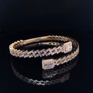 Iced Out Hip Hop Moissanite Baguette Cut Diamond Rock Street Tennis Pulsera Lock Pattern Miami Men's 925 Sterling Silver - Product Image 1