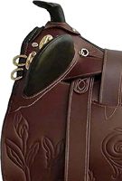 Selle de cheval australienne en cuir noir gaufré Style Aussie fait à la main Selle antidérapante Collection de sièges de selle Horn Bush Rider 17"