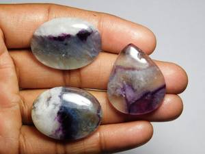 3ชิ้นพลอยฟลูออไรต์ธรรมชาติมีดีไซน์ที่สวยงามและสีเท่ๆคุณภาพสูง fluorite cabochons ล้ำค่า - Product Image 4