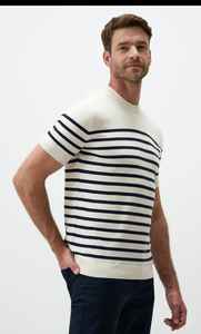 <b>Men's</b> Solid <b>Sleeveless</b> <b>Sweater</b> Knitwear with Striped Design - Product Image 4