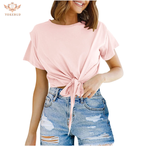 Camisetas extragrandes informales de algodón 100% para mujer, camisetas de verano con cuello redondo, ajustadas, de talla grande, transpirables y ecológicas, precio de diseño personalizado - Product Image 1