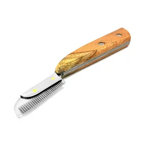 Dog Grooming Stripping Knife Stripper Trimmer Tool Wooded Handle Tripping Knives 14cm in Stainless Steel by Liberta
