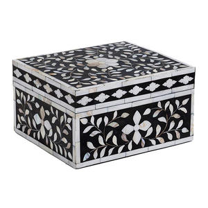 Caja de joyería de madera y resina con diseño floral de resina blanca hecha a mano, embalaje de joyería tipo regalo embalado en cartón - Product Image 4