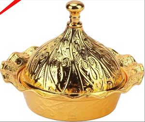 Premium Event Collection Metal Dates <b>Bowl</b> <b>with</b> <b>Lid</b> Decorative Snack Serving Dish for Party - Product Image 3
