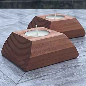 Vente en gros de porte-bougie en bois de style minimaliste, pyramide tronquée, décoration, porte-bougie chauffe-plat, porte-bougie de Noël - Product Image 3