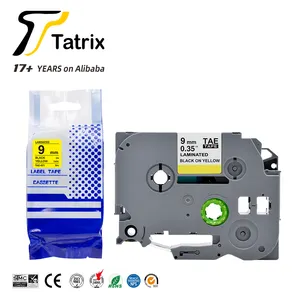 Tatrix TZE-621 9Mm X 8M, Pita Label Tze Laminasi Kuning Cocok untuk Printer Label Brother P-touch TZ TZe 621