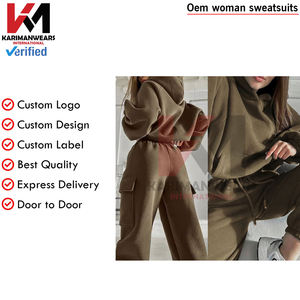 Conjunto de Sudadera con capucha para mujer, chándal informal de lana, ropa deportiva, Jersey, pantalones de chándal, traje de invierno y otoño, ropa deportiva cálida - Product Image 2