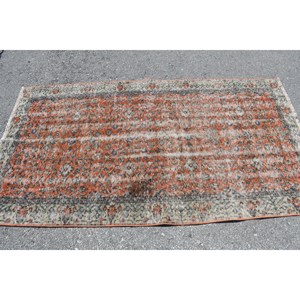 พรมตุรกีโบราณทรงสี่เหลี่ยมผืนผ้าขนาดใหญ่3.6 X 6.5ft คลาสสิกสีแดงสีเบจนามธรรมการเย็บปะติดปะต่อกันลวดลายผ้าขนสัตว์ยางสำหรับวัยรุ่นใช้ในห้องโถง - Product Image 3