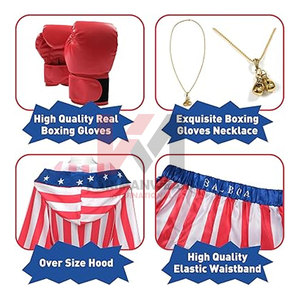 American Flag Boxing Costume <b>Men</b> Women Costume Adult <b>Satin</b> Boxer <b>Robe</b> with Shorts Belt and Boxing Gloves - Product Image 4