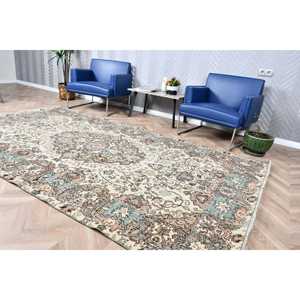 Alfombra de 5.5x9.7 pies, Alfombra Turca Vintage, Alfombra Marroquí de Lana Azul Marrón - Product Image 4