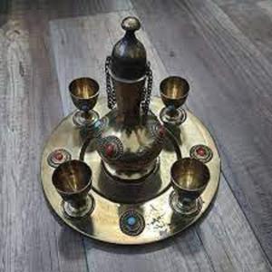 Produit émaillé Aftaba Dallah en laiton doré fabriqué à la main Service à café et thé décoratif - Product Image 6