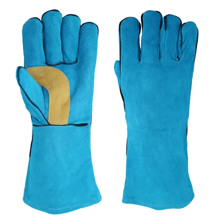 Guantes de soldadura de soldador de piel de cabra de cuero de vaca de longitud Flexible para manejo de animales de alta resistencia