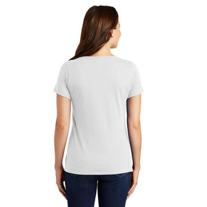 Camiseta blanca de manga corta con cuello redondo orgánico de alta calidad para mujer - Product Image 2