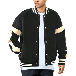 Single Button Baseball Customizable Black and <b>White</b> Winter Stand Collar Stylish Wholesale Blank Custom Varsity <b>Jacket</b> <b>Men</b> - Product Image 1