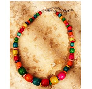 Collar de cuentas de madera de colores Collar de cuerno de búfalo natural Producto indio hecho a mano - Product Image 3